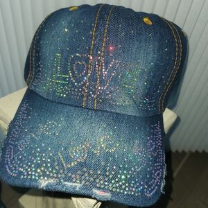 Essentials Blue Denim Cap with Gold Stitching